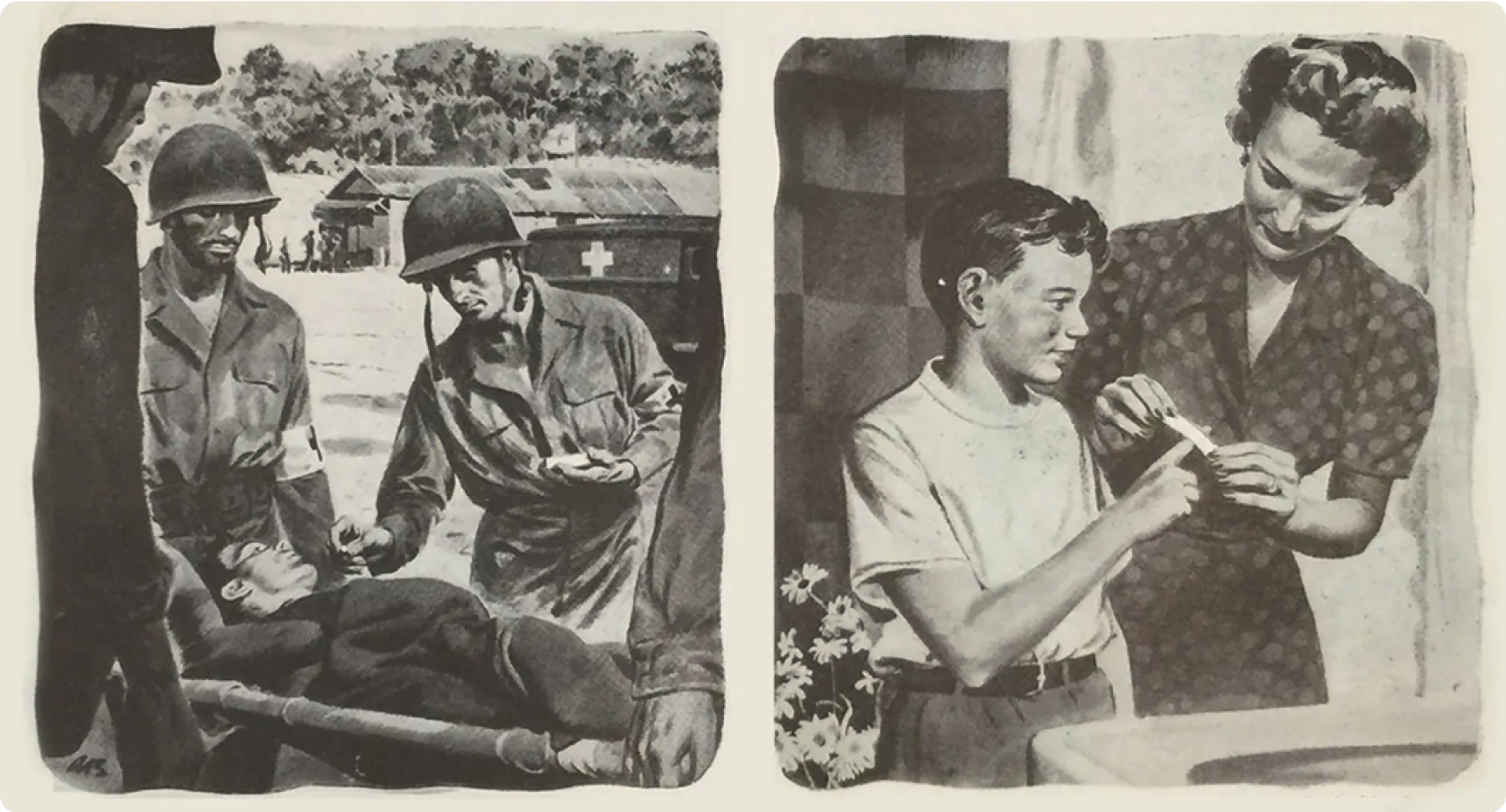 BAND-AID® Brand products in first aid kit for soldiers in WWII