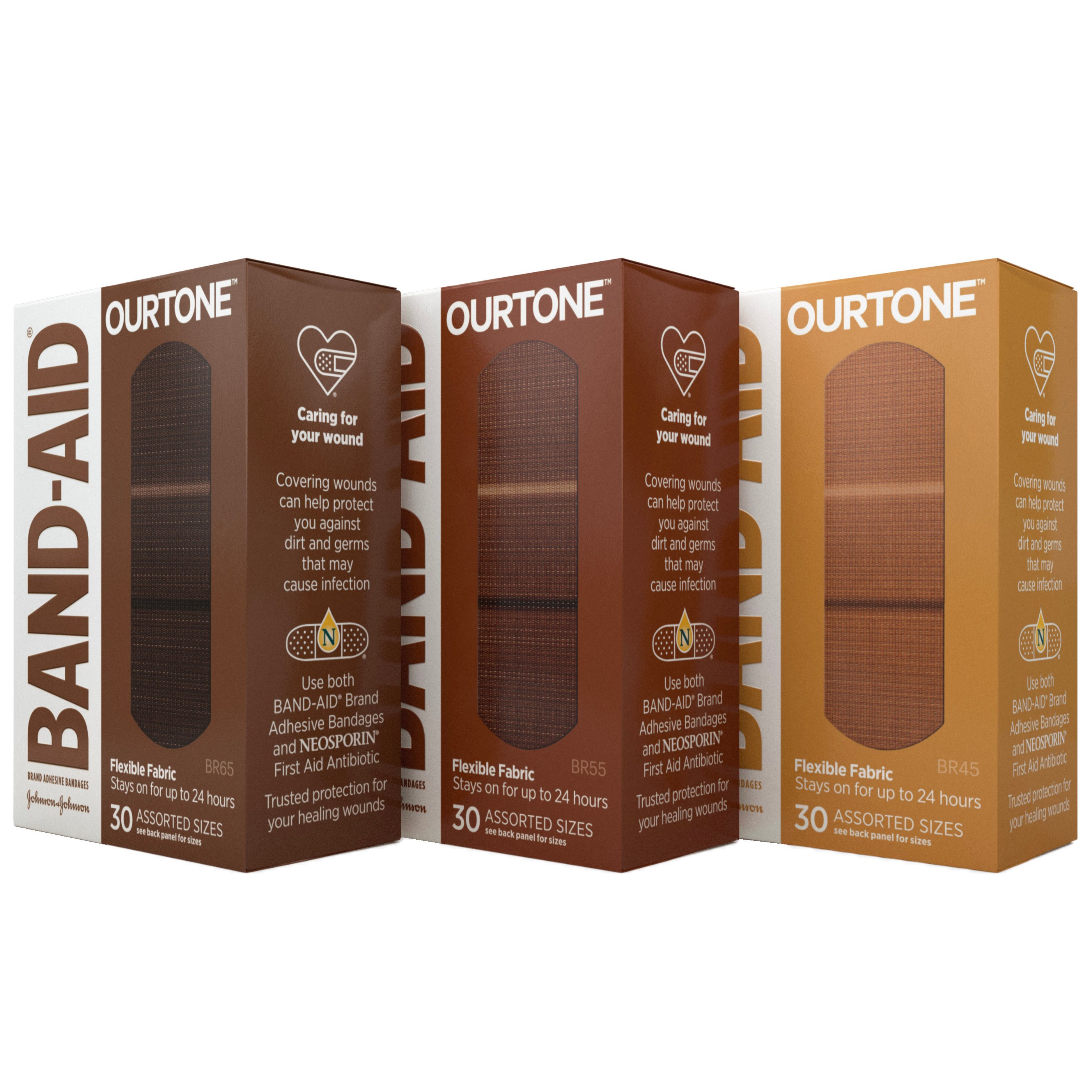 Band-Aid Brand Ourtone Flexible Fabric Adhesive Bandages 30 Piece Assortment 