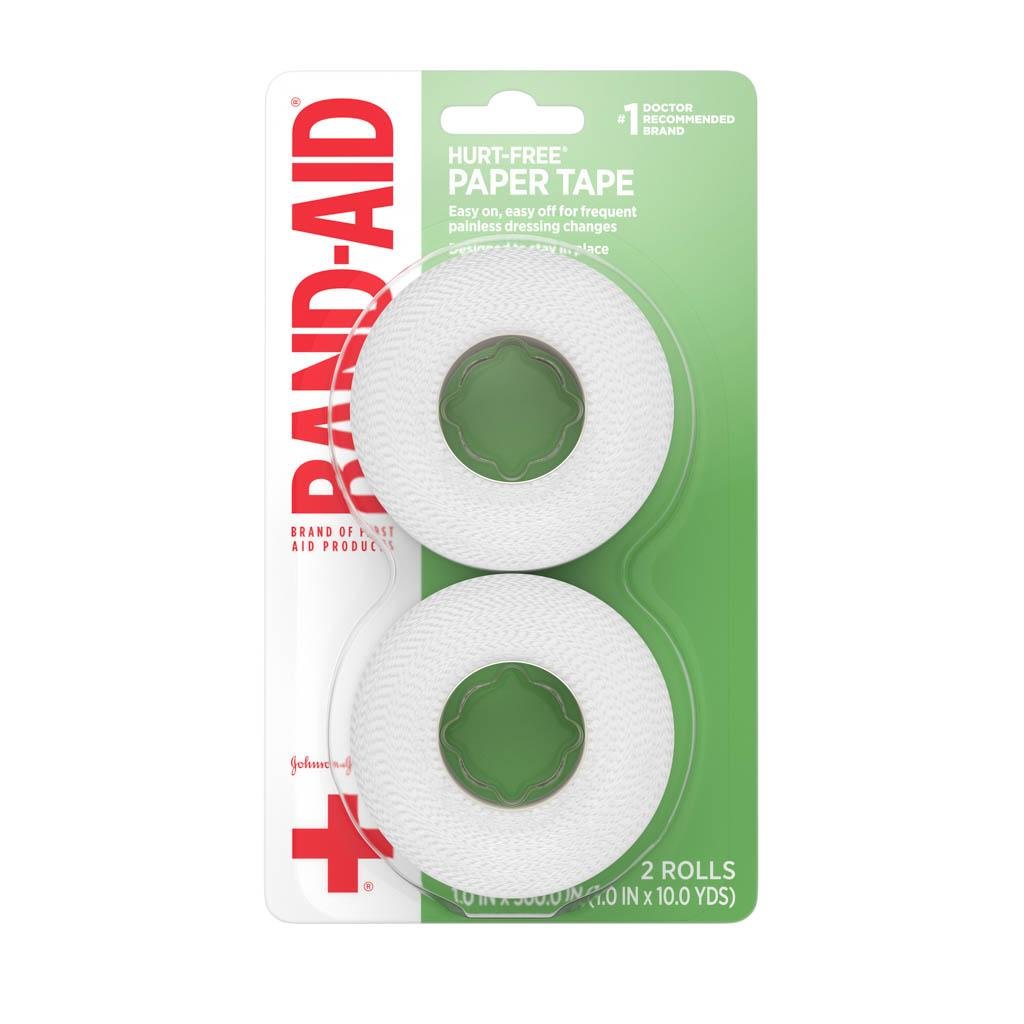  Band-Aid Brand First Aid Hurt-Free Medical Adhesive Paper Tape  for Wound Dressings, 1 in by 10 yd : Health & Household