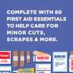Complete with 80 first aid essentials to help care for minor wounds