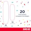 Pack contains 20 individually wrapped bandages in two sizes