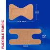 Measurements of the two different shapes and sizes of the bandages contained in the package