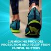 Hydro Seal cushioning provides protection and relief from painful blisters