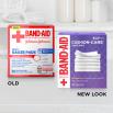 Old vs new look of BAND-AID® Brand CUSHION-CARE™ small gauze pads