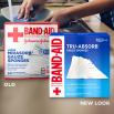 Old vs new look of BAND-AID® Brand TRU-ABSORB™ Gauze Sponges