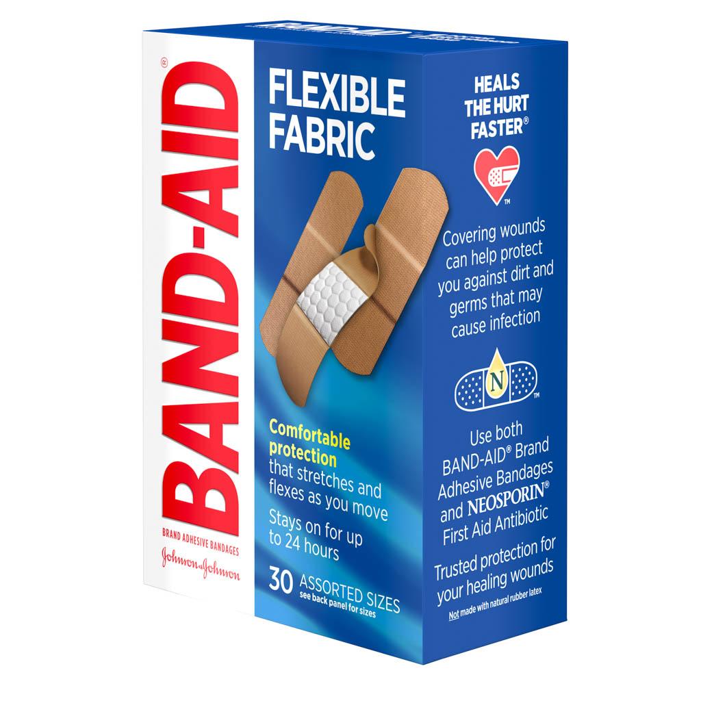 Flexible Fabric Adhesive Bandages Assorted Sizes 30 Ct Band Aid 