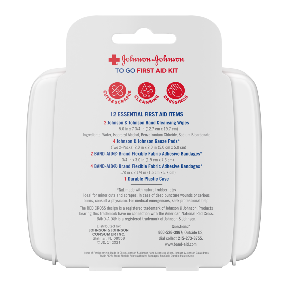 Johnson & Johnson All-Purpose Portable Compact First Aid Kit for Minor  Cuts, Scrapes, Sprains & Burns, Ideal for Home, Car, Travel, Camping and