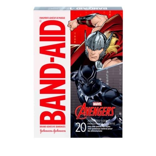 BAND-AID(R) Brand Avengers Bandages, 20ct Front of Pack featuring Black Panther and Thor