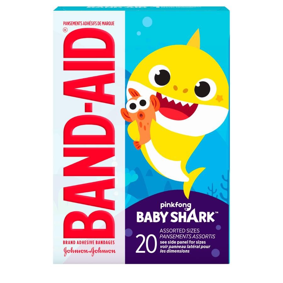 BAND-AID® Brand Baby Shark Bandages, 20ct Back of Pack