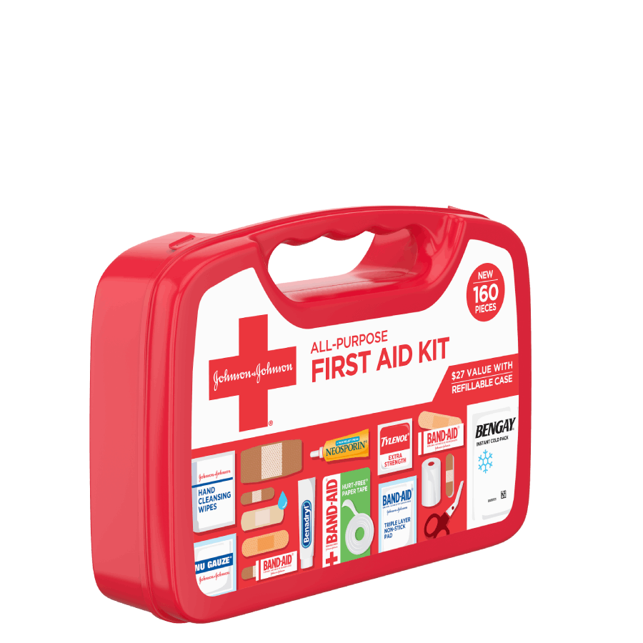 9.5 x 6.87 Johnson & Johnson Band Aid Red Build Your Own First Aid Kit Bag 