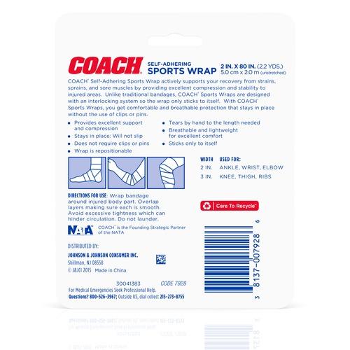 Back of packaging of COACH® Self-Adhering Sports Wrap 2 IN x 2.2 YDS