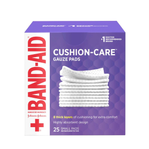 BAND-AID® Brand CUSHION-CARE™ Gauze Pads Product Packaging