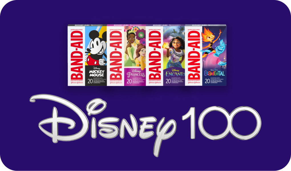 Assortment of BAND-AID® Brand bandages featuring Disney characters